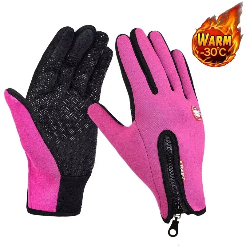 Winter Gloves for Men Waterproof Windproof Cold Gloves Snowboard Motorcycle Riding Driving Warm Touchscreen Zipper Glove