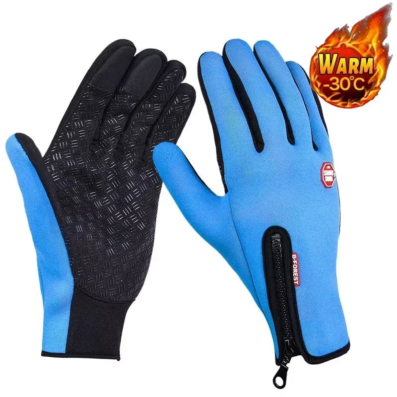 Winter Gloves for Men Waterproof Windproof Cold Gloves Snowboard Motorcycle Riding Driving Warm Touchscreen Zipper Glove