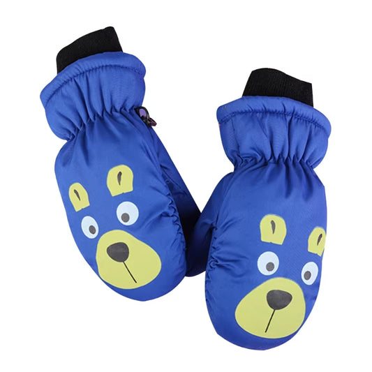 Children Bear Pattern Ski Gloves Kids Mittens Stylish & Functional Kids Gloves Keep Hands Warm & Enhances Grips Gift